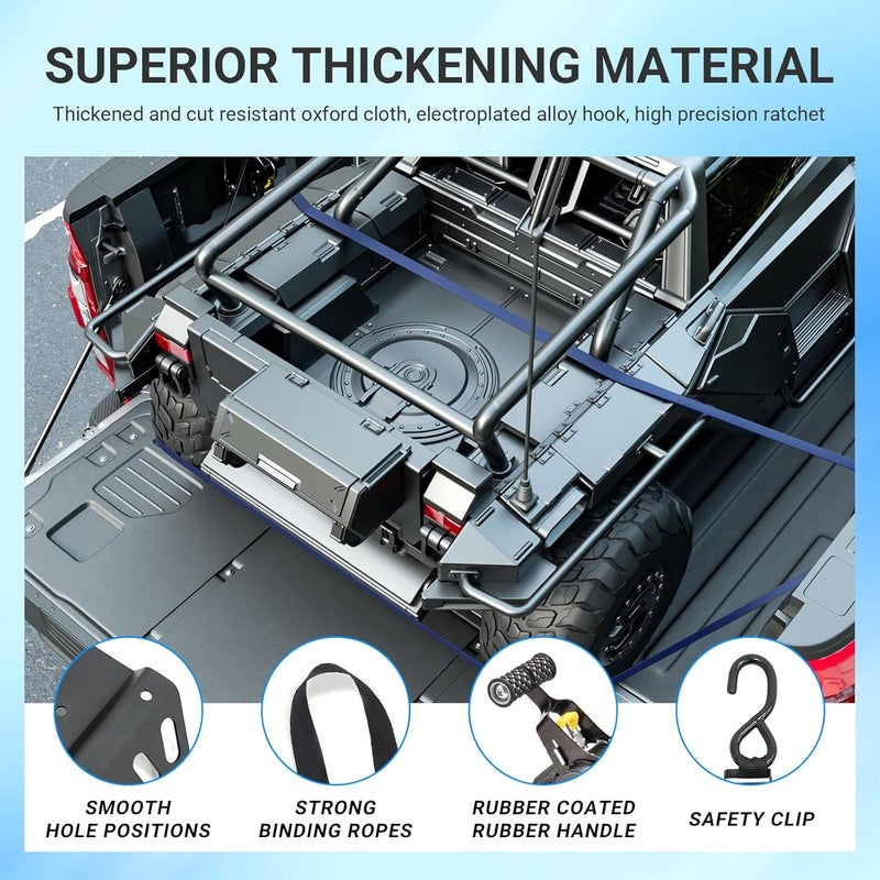 SZYANG 2PCS Retractable Ratchet Straps Compatible with 2015-2026 Ford F150 Retractable Tie Down Straps Replacement for 2015-2026 Ford F-150 Accessories - Image 4
